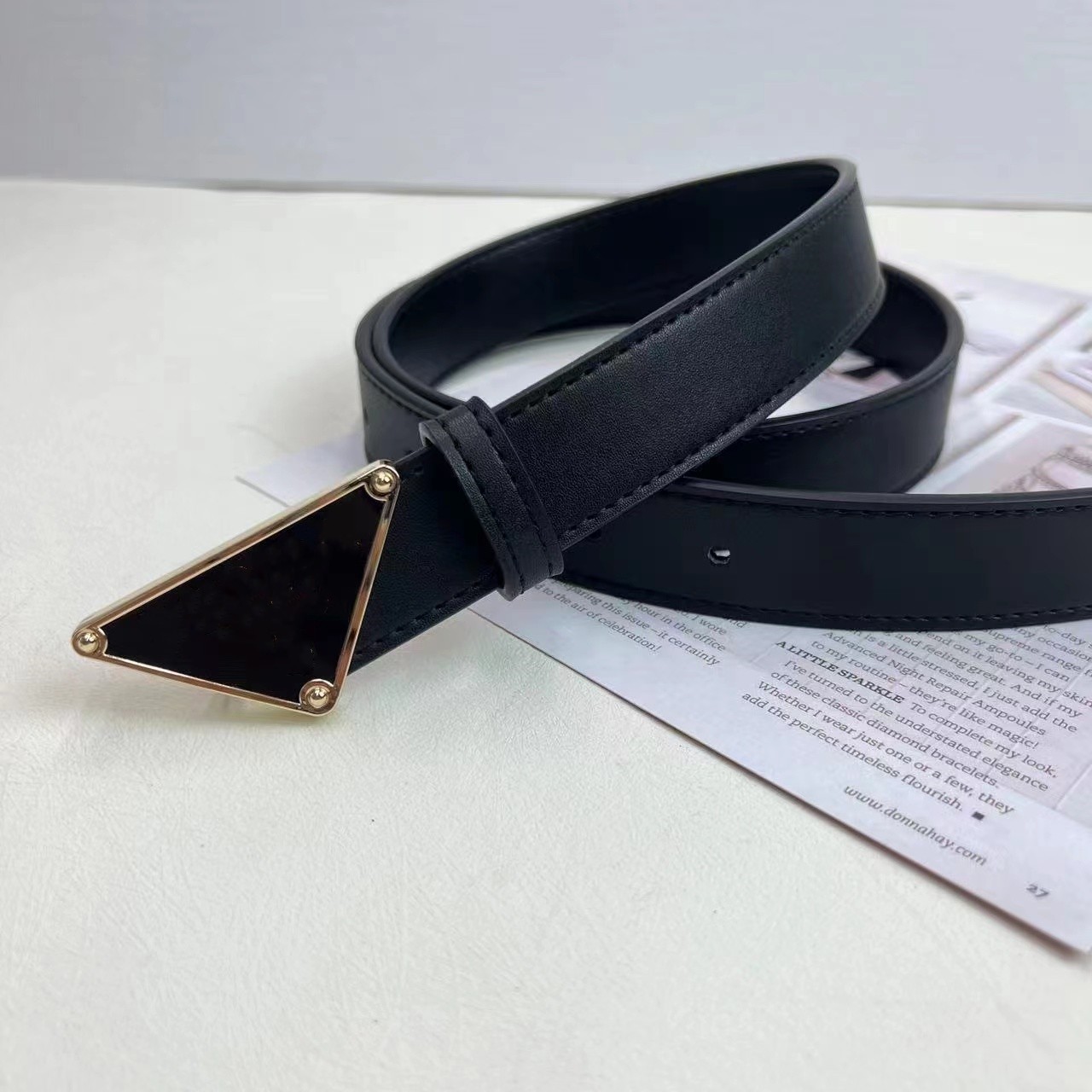 Luxury Designer Fashion leather women's Belt with Triangle buckle Women's Letter gold and silver buckle multicolor 2.8cm