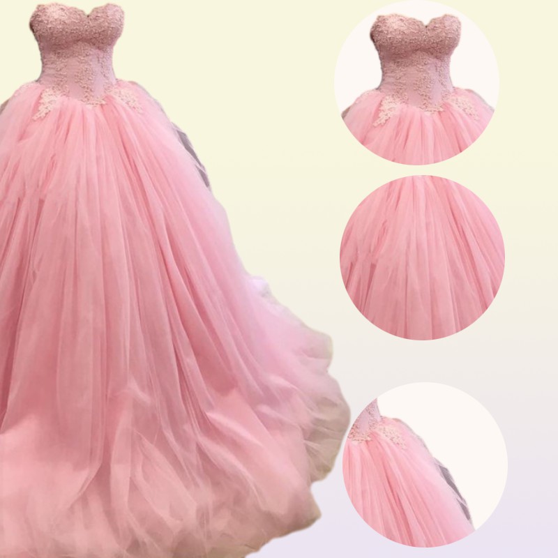 Princess Ball Gown Sweet 16 Party Quinceanera Dresses Pink Tutu skirt Sweetheart Corset Ruffles Plus Size Girls Debutante Prom Dre