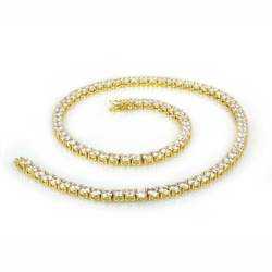 Elegant Gold Plated Tennis Chain Necklace with Sparkg Cubic Zirconia Dias for Women and Men Stylish Round Cuban k Design