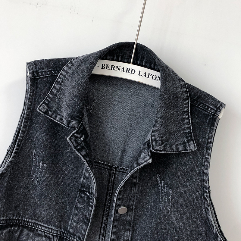 Women's Vests Spring/Summer Women's Denim Tank Top Loose Korean Pocket Sleeveless Jacket Casual Jeans Waist Coat Women's Top Chalco Muj