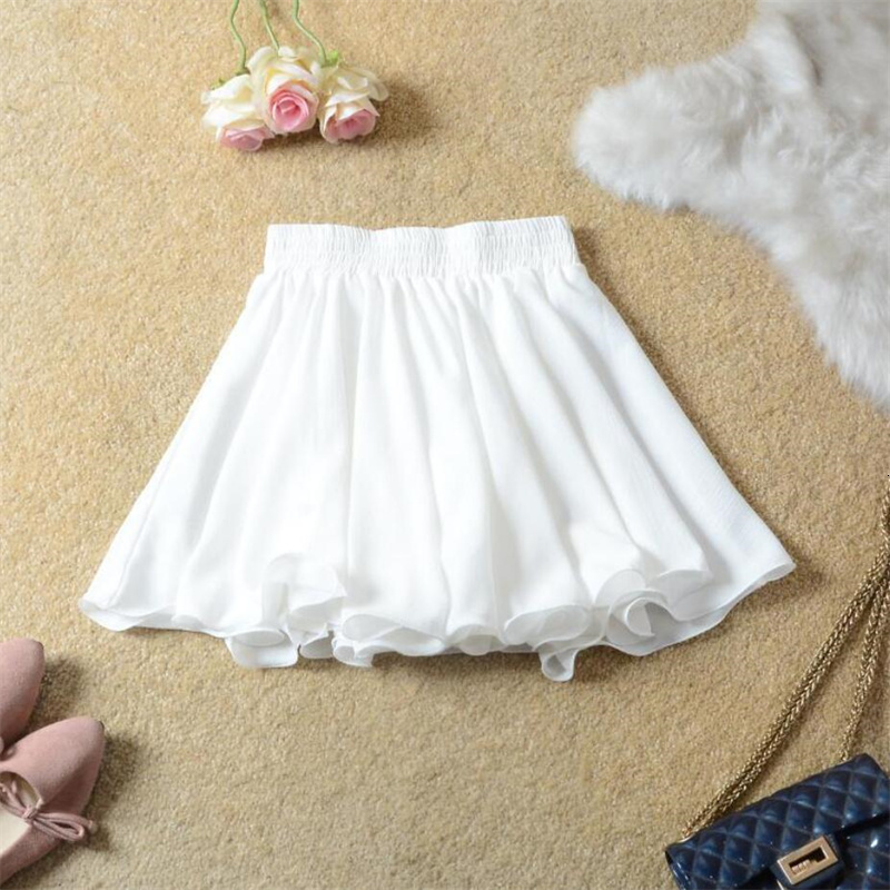 Skirts Elegant Women's High Waist Chiffon Skiing Summer Sweet Women's Pleated Mini Skiing Leisure Women's Sprint 230403
