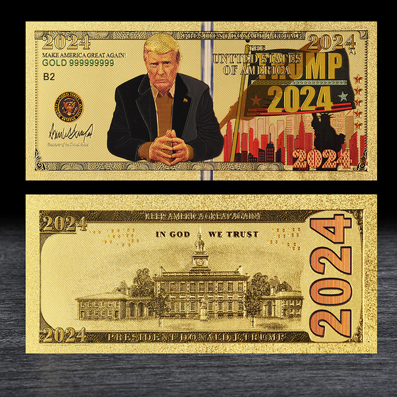 Party Supplies Trump 2024 Gold Foil Color Printing Banknote Party Favor U.S. Presidential Campaign Collection Dollar Commemorative Voucher
Party Supplies Trump 2024 Gold Foil Color Printing Banknote Party Favor U.S. Presidential Campaign Collection Dollar Commemorative Voucher