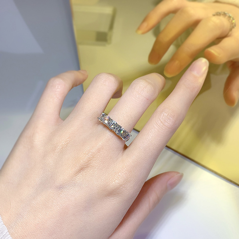 Lovers 5mm Moissanite Dia Ring 100% Real Sterling Sier Party Wedding Band Rings for Women Men Engagement Jewelry