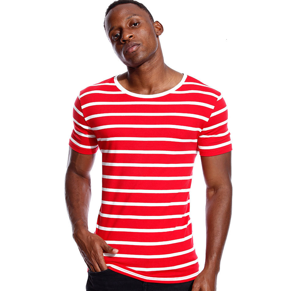Men's T-Shirts Wide and narrow striped men's T-shirt striped T-shirt staff neckline men's short sleeve sailor men's top 230403