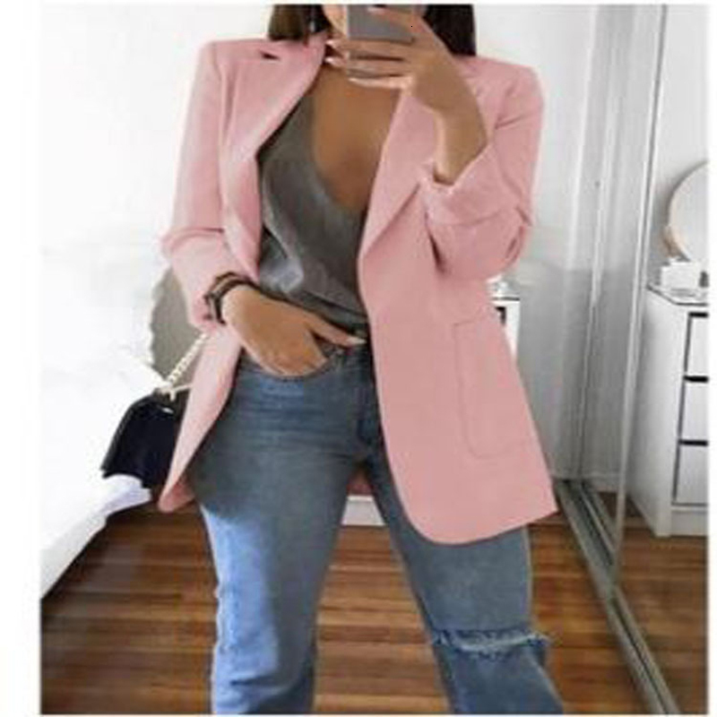 Women's Suits Blazers Autumn Maxi Size 5XL Casual Loose Blazer Long Women Jackets Fashion Simple Elegant Slim Coats Office Ladies Solid Color Out