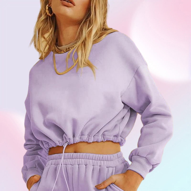 Women 2 piece Set Crop Hoodies Tops Jogger Pants Women Tracksuit Crop Top Trousers Casual Sportwear Matching Set