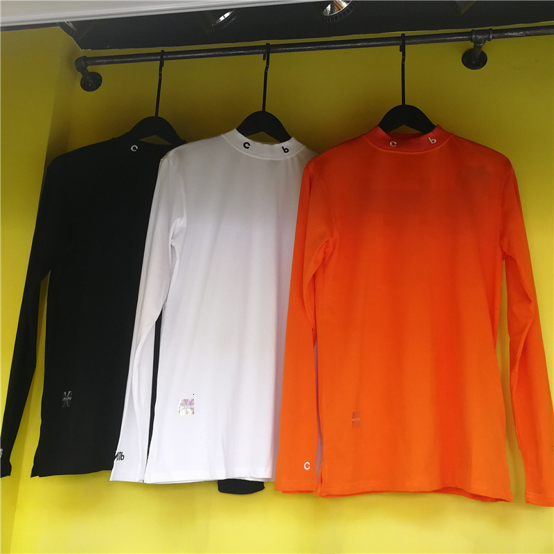 Men's T-Shirts Spring and Autumn Street Fashion Medium High Neck Letter Embroidery Men's and Women's Casual Loose Long Sleeve T-Shirt 2