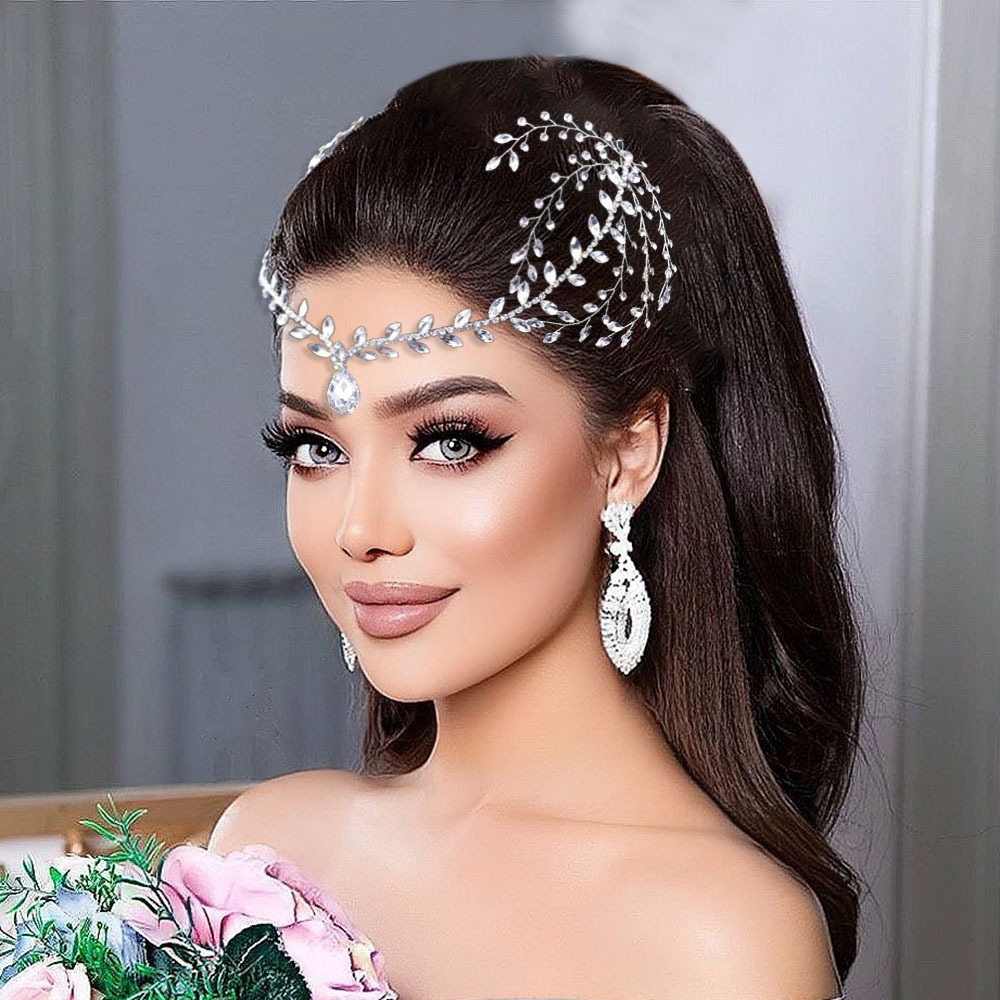 Bridal Hair Jewelry Sparkling Gold Wedding Accessories Rhinestone Crystals Headband Piece Party Middle East Crowns Engagement