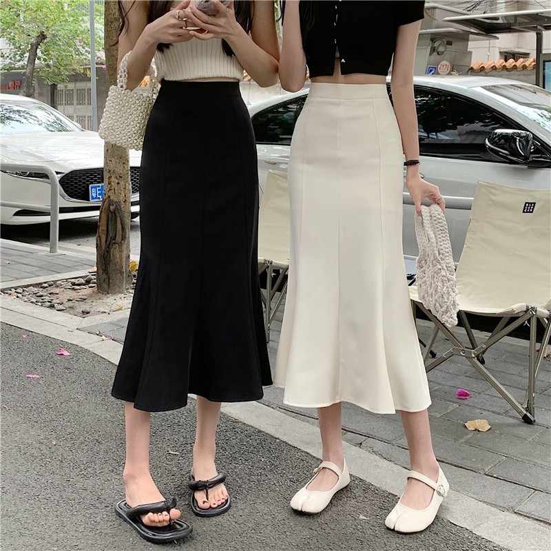 Skirts Ultrathin High Waist Wrapped Hip Black Fishtail Skirt Women's Long Korean Office Elegant Women's Faldas Mujer Moda Autumn Mermaid 230
