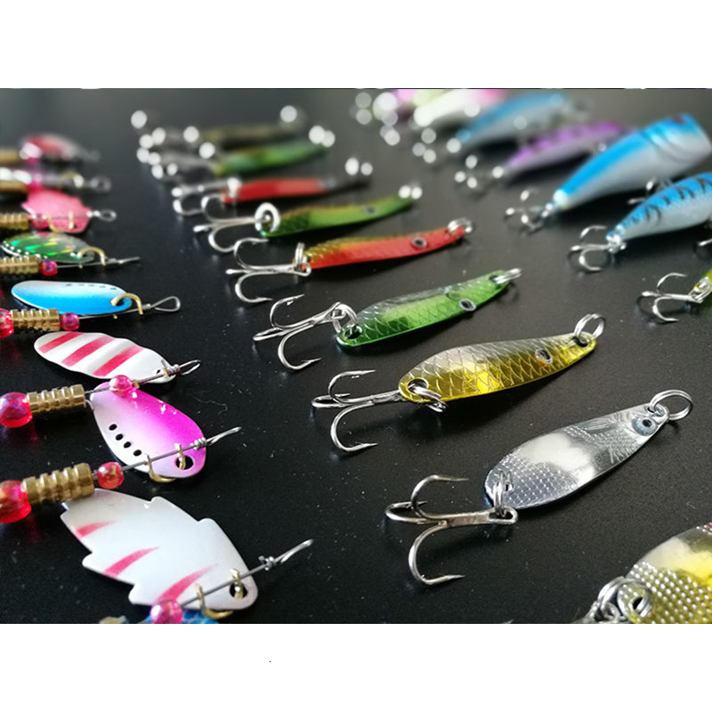 Baits Lures FJORD 30pcslot Spinners Fishing Kit Set of Wobblers Metal Spoon Lures Summer Freshwater Saltwater Fishing Tackle Baits 230331
