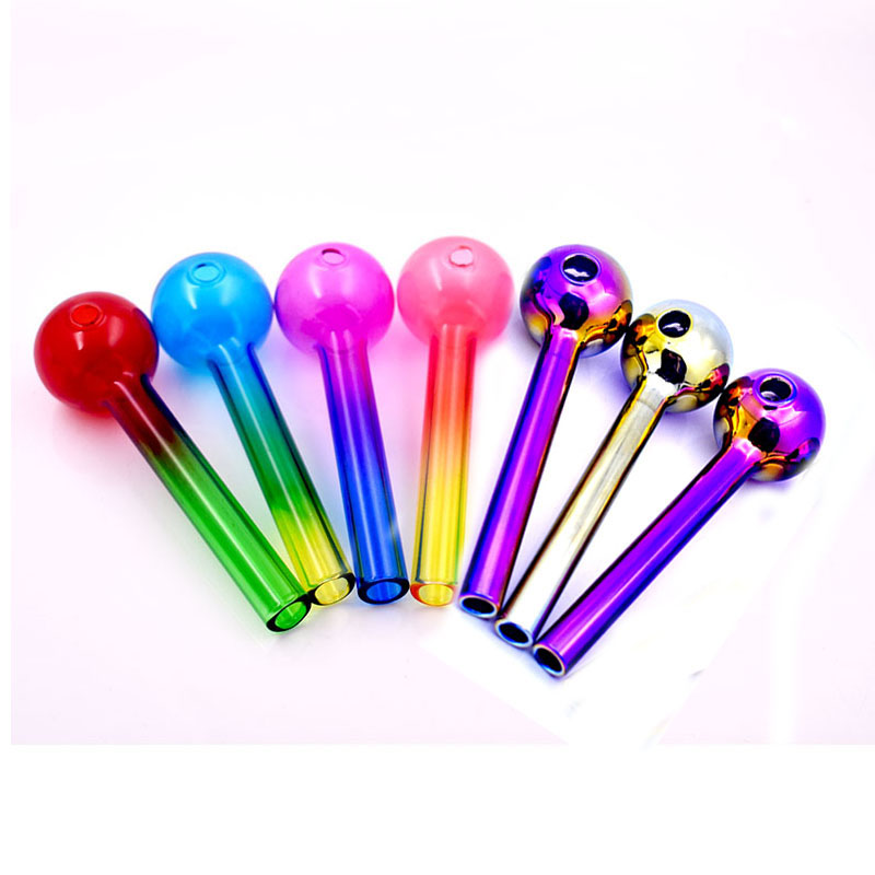 20pcs Rainbow 4inch 30mm Ball Colorful Glass Oil Burner Pipe Thickness Tube Oil Burning Pipe Somking Tobcco Herb Glass Pipes