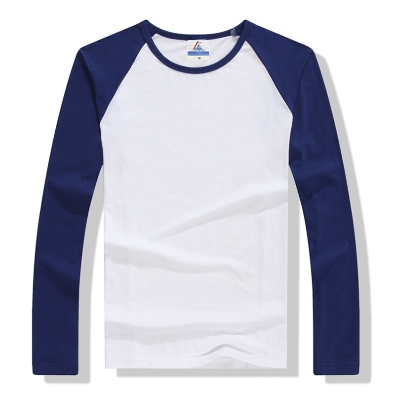 Men's T-Shirts Fall/Winter Long Sleeve Men's Multi Color O-Neck 100% Cotton Men's Casual Slim Fit Raglan Dress T-shirt 230403