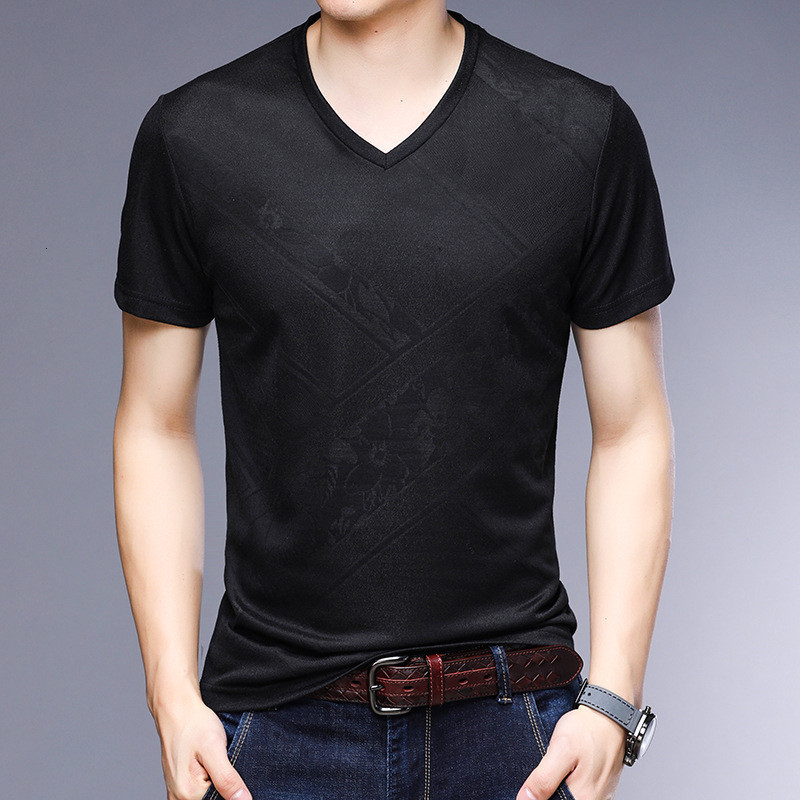 Men's T-Shirts Ymwmhu 100% Cotton T-shirt Men's Short Sleeve V-Neck Summer Top Casual Slim Fit Men's T-shirt Fashion T-shirt Men's