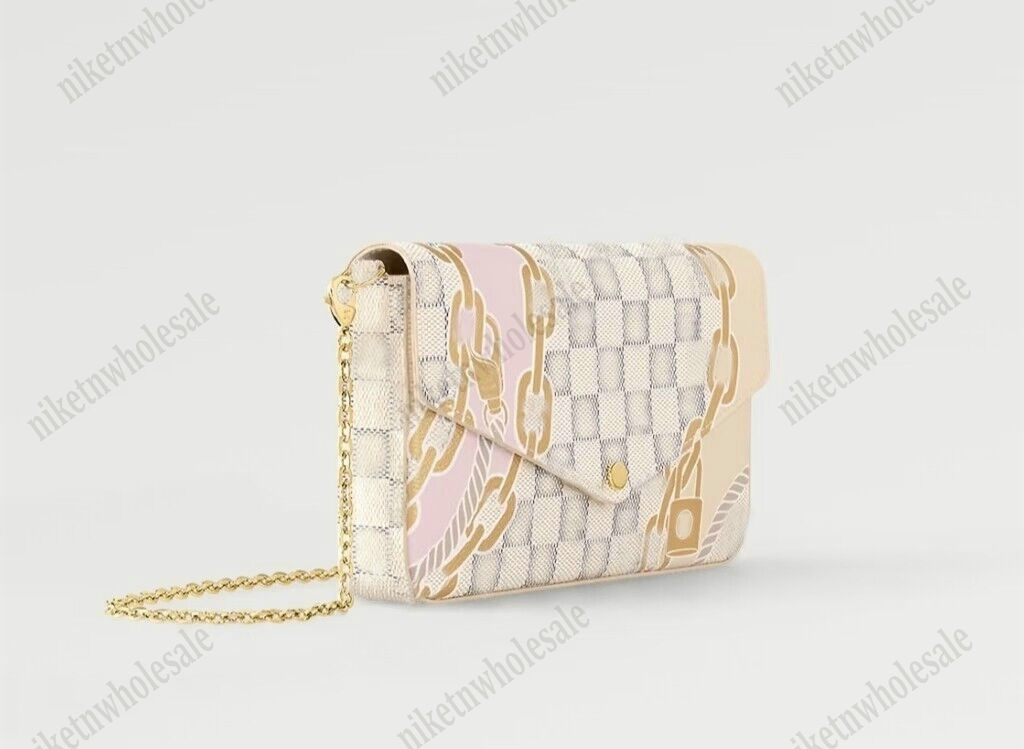 2023 Nautical Felicie Pochette Chain Shoulder Bag N40466 New Spring Collection White Damier Azur Canvas Handbag With Ropes Chains Women Designer Wallet Purse, Color-01
2023 Nautical Felicie Pochette Chain Shoulder Bag N40466 New Spring Collection White Damier Azur Canvas Handbag With Ropes Chains Women Designer Wallet Purse, Color-01