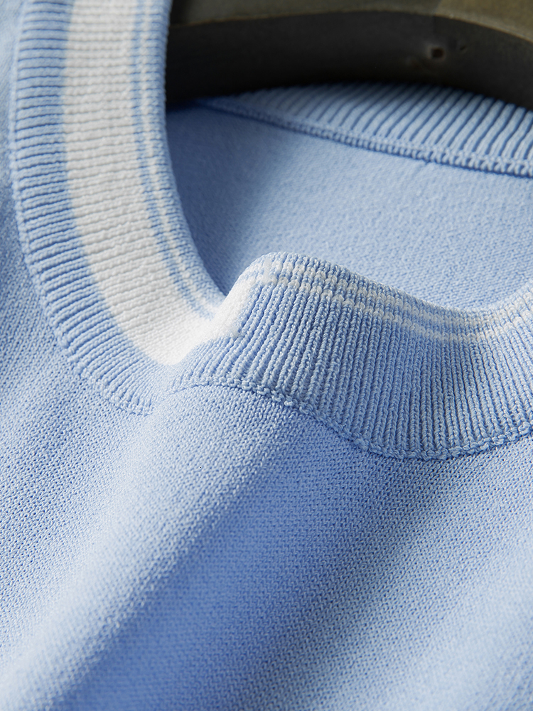 Men's T-Shirts Summer Men's Fashion Short Sleeve Knitted T-shirt Men's Street Clothing Round Neck T-shirt Men's Ice Silk Solid T-s
