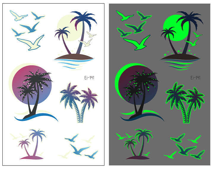 Temporary Tattoos Planet Series Luminous Waterproof Temporary Tattoos Summer Beach Women Arm Leg Back Fashion Tattoo s Cute Sticker Wholesale Z0403