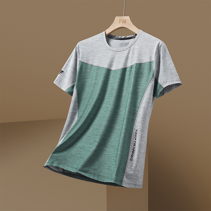Men's T-Shirts Quick Dry Sports T-shirt Men's Short Sleeve Summer Casual Patch Work Plus Large 3XL T-shirt Top T-shirt 230403