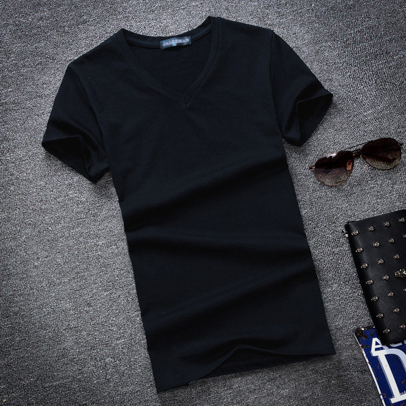Men's T-Shirts White Black Men's Summer Cotton T-shirt Men's Short Sleeve V-Neck Ultra Thin Summer T-shirt Men's T-Shirt 230403