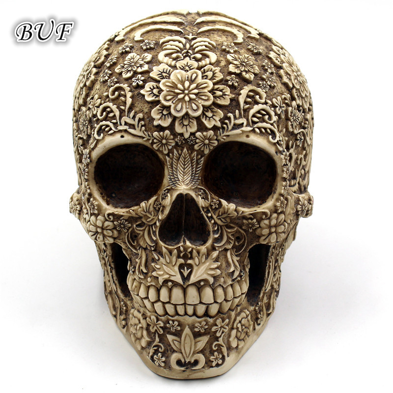 Decorative Objects Figurines BUF Modern Resin Statue Retro Skull Decor Home Decoration Ornaments Creative Art Carving Sculptures Model Halloween Gifts