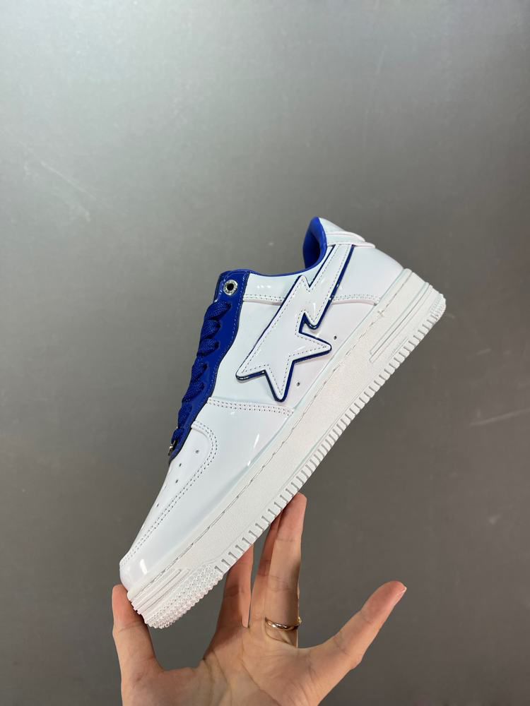 With Box 2023 BAPESTA Running Shoes Men Women White Navy Patent Leather Sports Sneaker, White/blue
With Box 2023 BAPESTA Running Shoes Men Women White Navy Patent Leather Sports Sneaker, White/blue