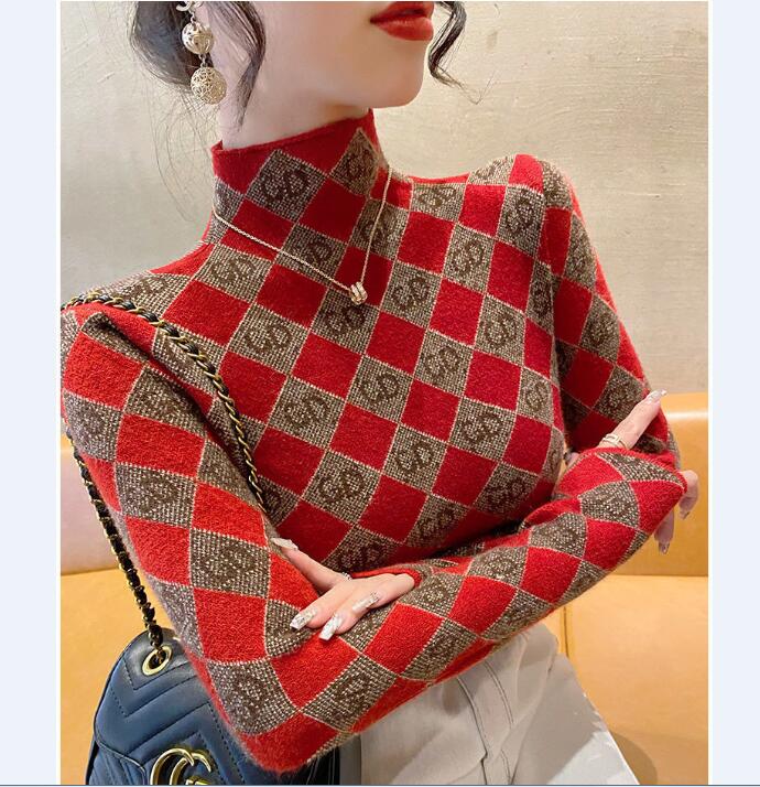 NEW Women's t-shirt long sleeves Turtleneck Sweater coffee black color Designer velvet Pullover Femme Jumper Cashmere warm hoodie bottom top t shirts clothing