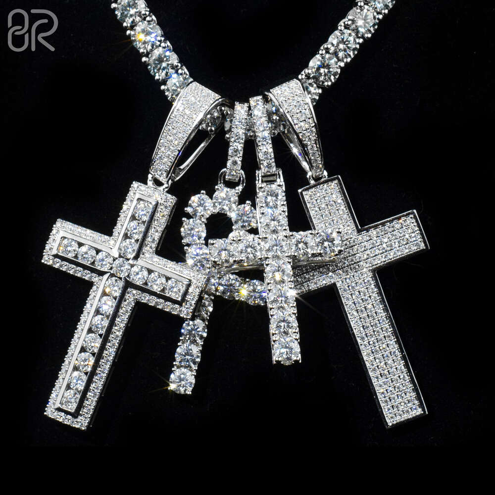 necklace moissanite chain Wholesale VVS Moissanite Diamond Pendant Sterling Sier Jesus Cross for Necklace Men Women Fine Jewelry Charm