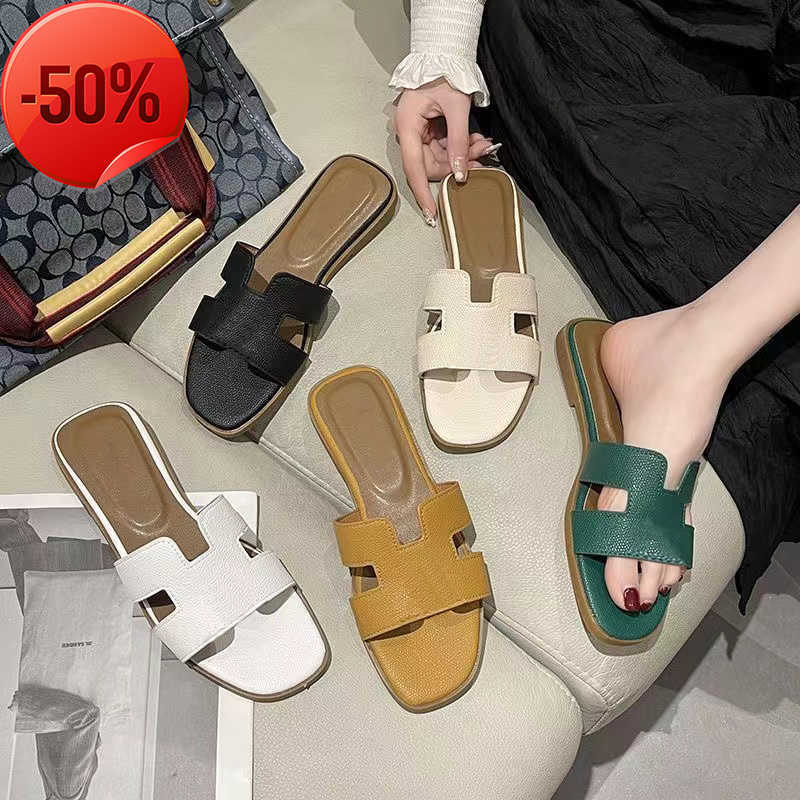 Slippers Net red H slippers female summer flat fashion outside leather sandals of the beach tourism word slipperF, #18
Slippers Net red H slippers female summer flat fashion outside leather sandals of the beach tourism word slipperF, #18