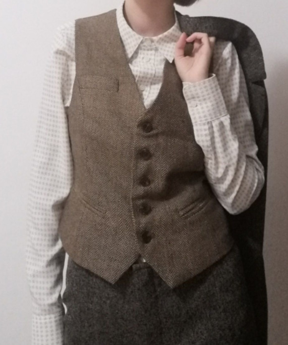 Women's Vests Spring Suit Vest Ladies Waistcoat Short Jacket Casual Ol Coat Women 3xl Single-breasted woolen herringbone pattern pocket t 230403