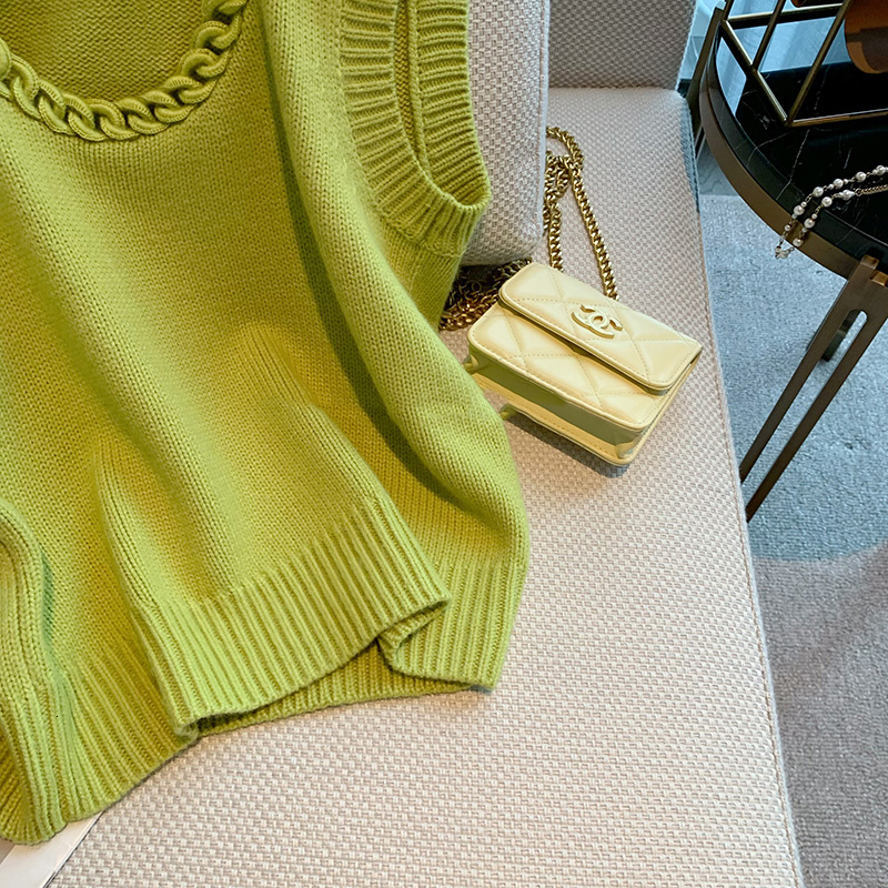 Women's Vests Korean Fashion Knitted Sweater Tank Top Women's Sleeveless Round Neck Women's Fashion Drawn Top Elegant Retro Women'