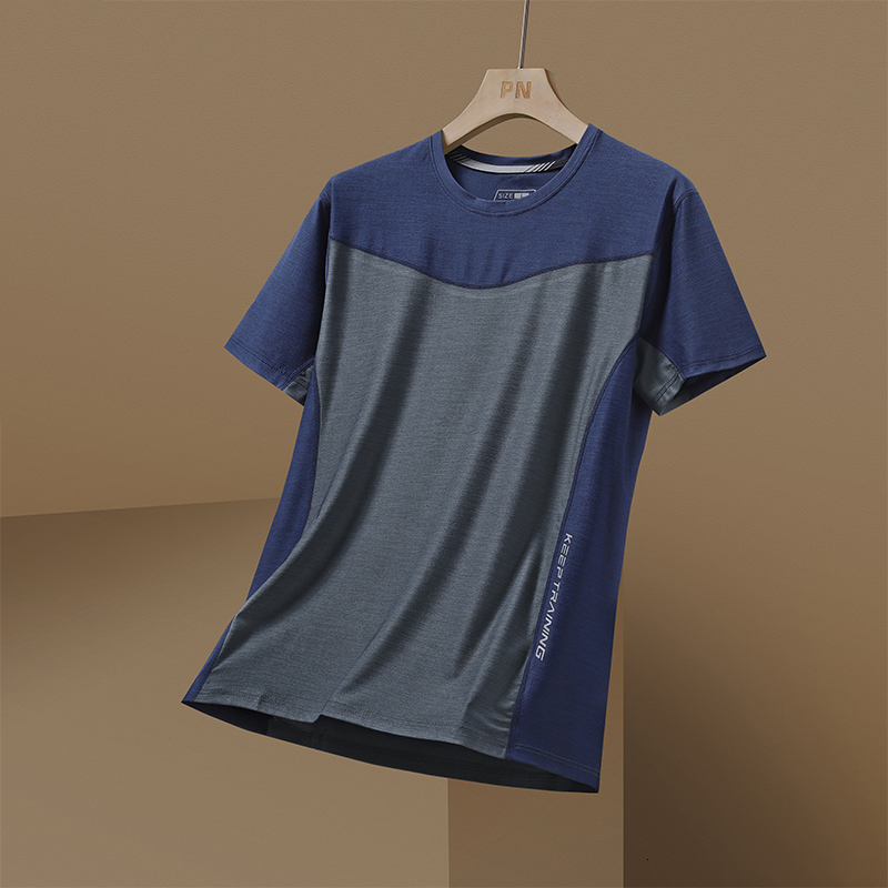 Men's T-Shirts Quick Dry Sports T-shirt Men's Short Sleeve Summer Casual Patch Work Plus Large 3XL T-shirt Top T-shirt 230403