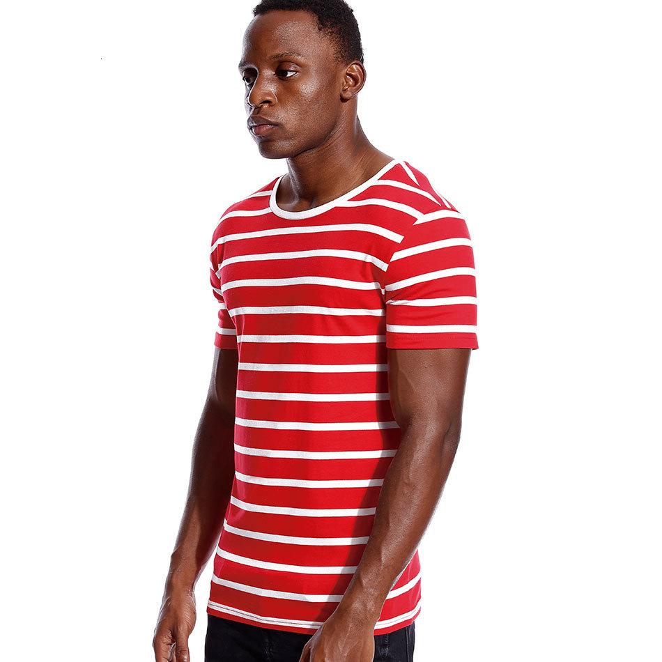 Men's T-Shirts Wide and narrow striped men's T-shirt striped T-shirt staff neckline men's short sleeve sailor men's top 230403