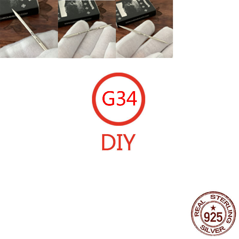 G34 S925 Sterling Silver Toothpick Poison Test Needle Business Gift Personalized Fashion Punk Hip Hop Style Jewelry Cross Flower Letter