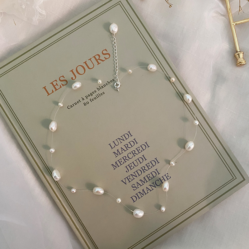 Beaded Necklaces ASHIQI Real Natural Baroque Pearl Necklace 925 Sterling Silver Wedding Fashion Jewelry for Women 230403