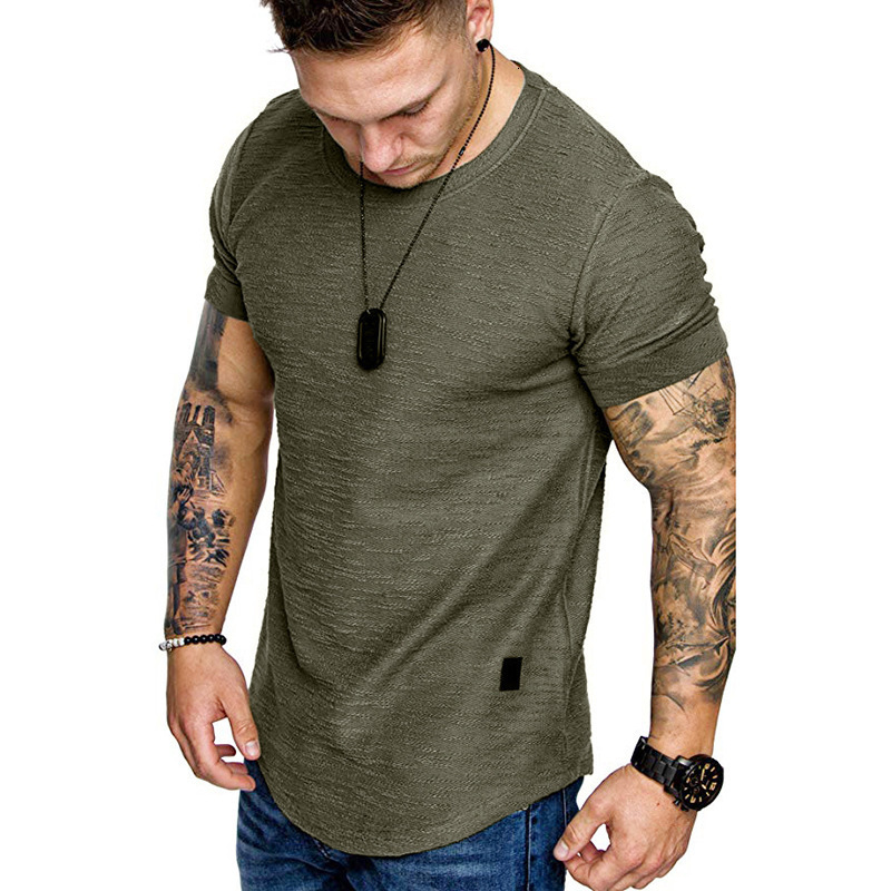 Men's T-Shirts 5 Color Summer Men's Short Sleeve Casual Round Neck Fashion Elastic Fit Funny Street Clothing Solid T-shirt Hip Hop Top S-XXL