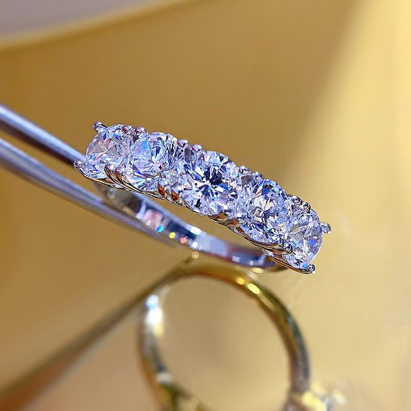 Lovers 5mm Moissanite Dia Ring 100% Real Sterling Sier Party Wedding Band Rings for Women Men Engagement Jewelry