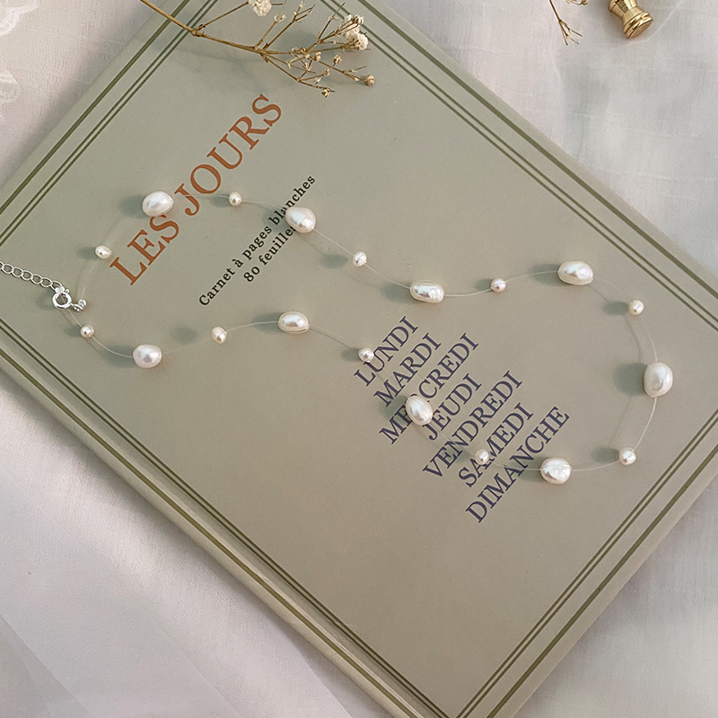 Beaded Necklaces ASHIQI Real Natural Baroque Pearl Necklace 925 Sterling Silver Wedding Fashion Jewelry for Women 230403