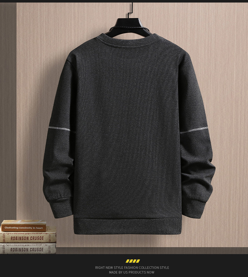 Men's T-Shirts Men's Casual Sweatshirt Autumn/Winter Korea Fashion Long Sleeve T-shirt with Velvet Top O-Neck Hoodie 230403