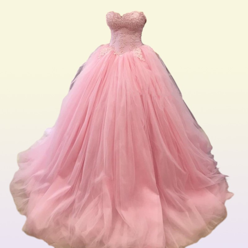 Princess Ball Gown Sweet 16 Party Quinceanera Dresses Pink Tutu skirt Sweetheart Corset Ruffles Plus Size Girls Debutante Prom Dre