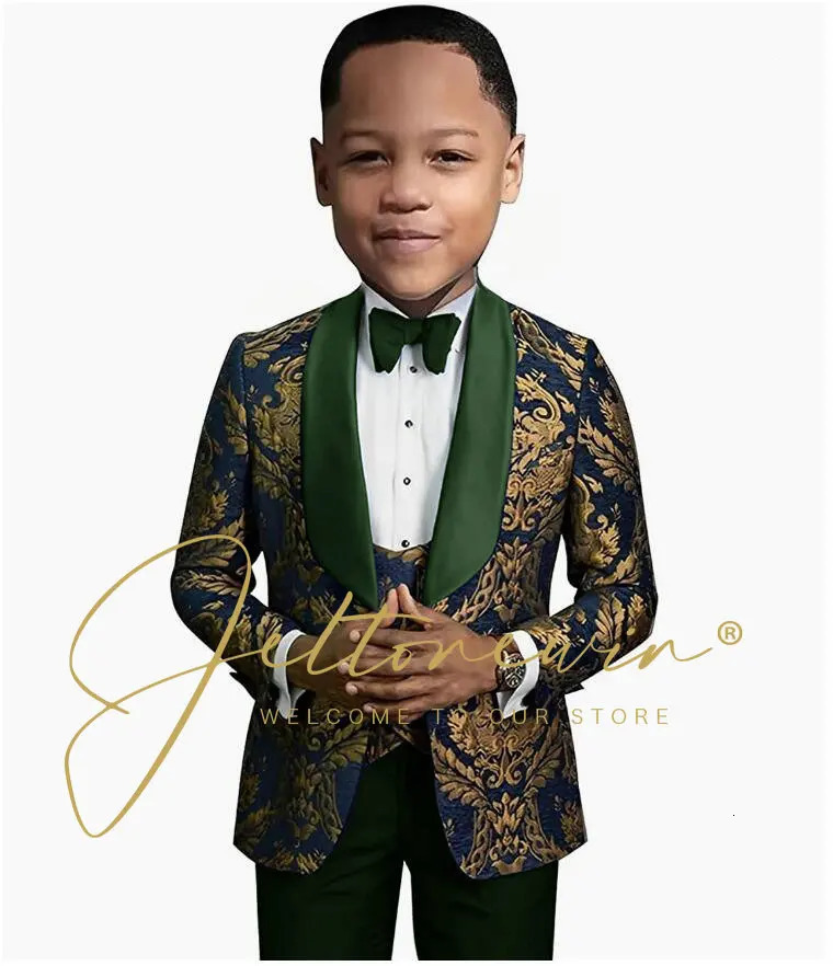 Suits Boy Costume 3 Pieces Child Jacket Sets Flower Boys Formal Party Suit Kids Wedding Tuxedo Clothes 6yrs To 12yrs 231110