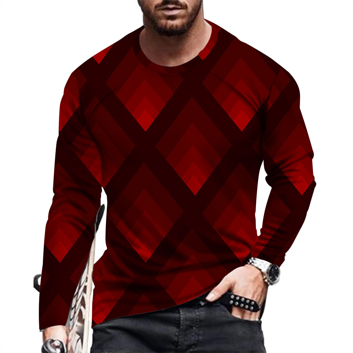 Men's T-Shirts Men's Fashion Casual Long Sleeve Round Neck T-shirt 230403