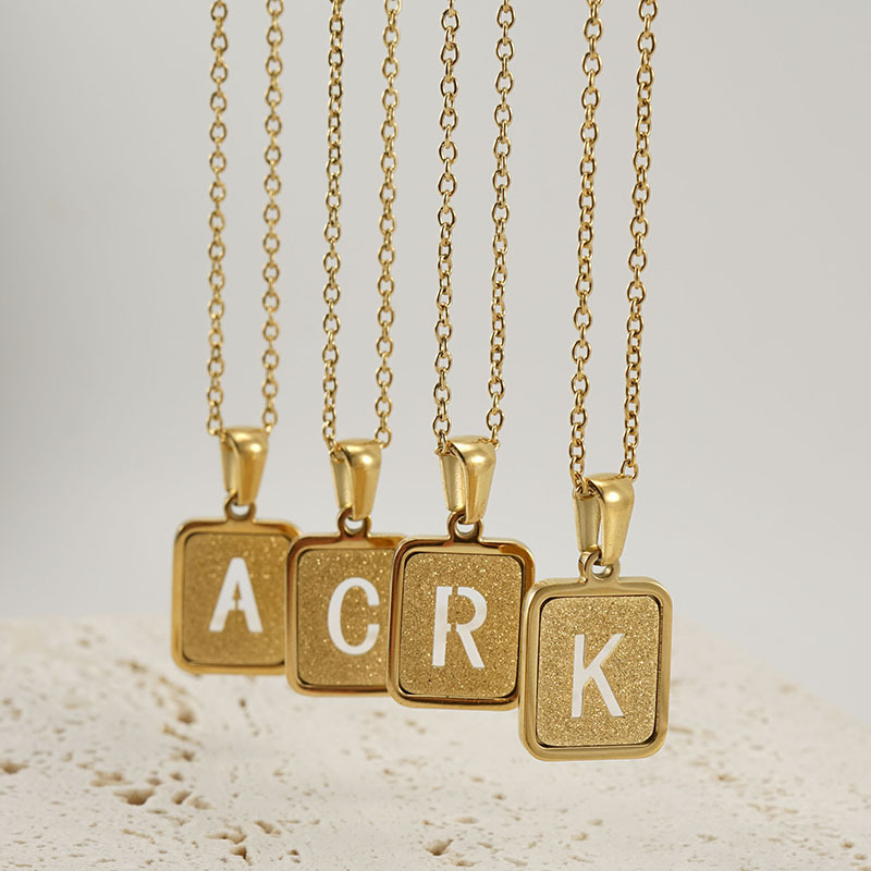 New Stylish Square Pendant Necklace Men's Stainless Steel Gold Plated Letter Necklace Initial Necklace For Women gift
New Stylish Square Pendant Necklace Men's Stainless Steel Gold Plated Letter Necklace Initial Necklace For Women gift