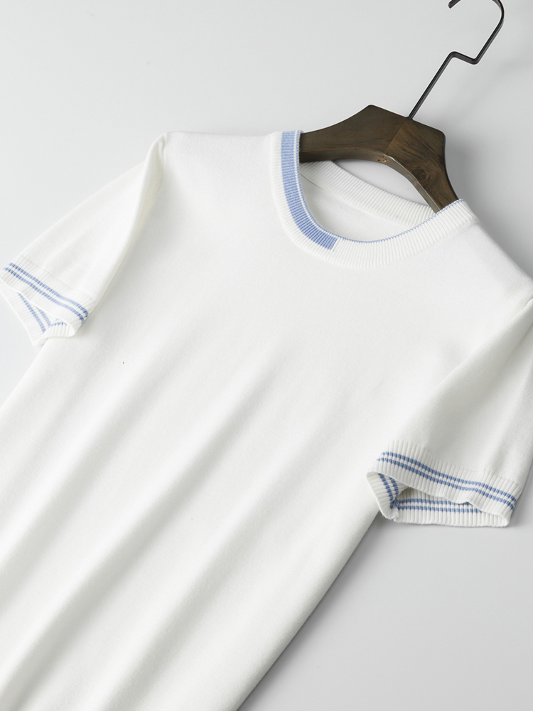 Men's T-Shirts Summer Men's Fashion Short Sleeve Knitted T-shirt Men's Street Clothing Round Neck T-shirt Men's Ice Silk Solid T-s