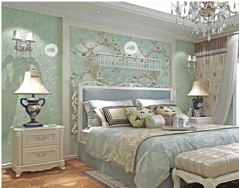 Light green wallpaper new flower wallpaper roll wallpapers factory sales non woven wallpapers