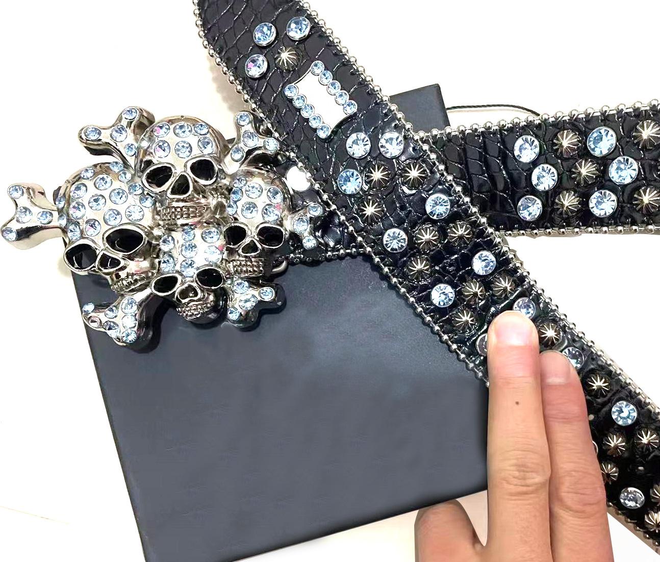 diamond simon Belts Designer Fashion for Men Women Shiny diamond belt Black on Black Blue white multicolour with bling rhinestones gift E3