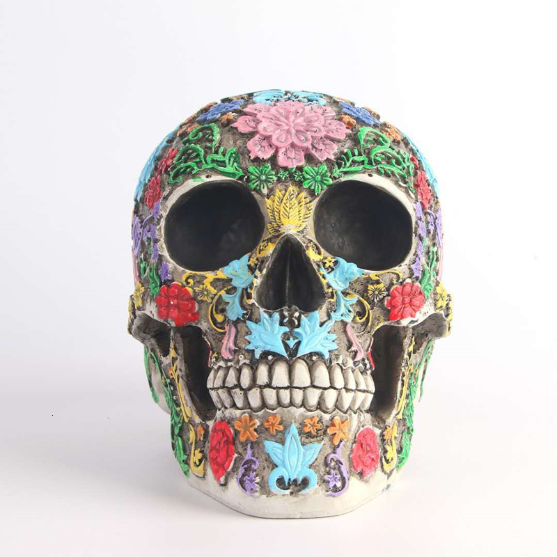 Decorative Objects Figurines BUF Modern Resin Statue Retro Skull Decor Home Decoration Ornaments Creative Art Carving Sculptures Model Halloween Gifts