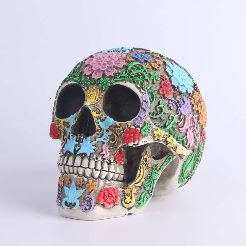 Decorative Objects Figurines BUF Modern Resin Statue Retro Skull Decor Home Decoration Ornaments Creative Art Carving Sculptures Model Halloween Gifts
