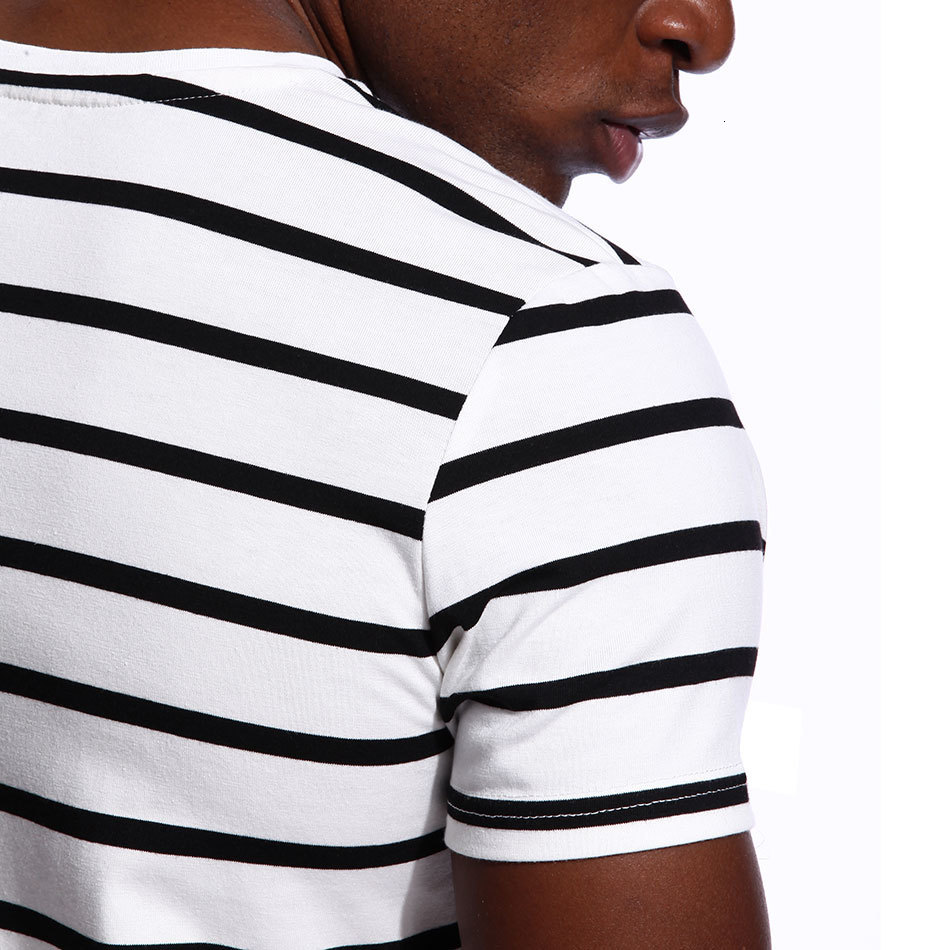 Men's T-Shirts Wide and narrow striped men's T-shirt striped T-shirt staff neckline men's short sleeve sailor men's top 230403