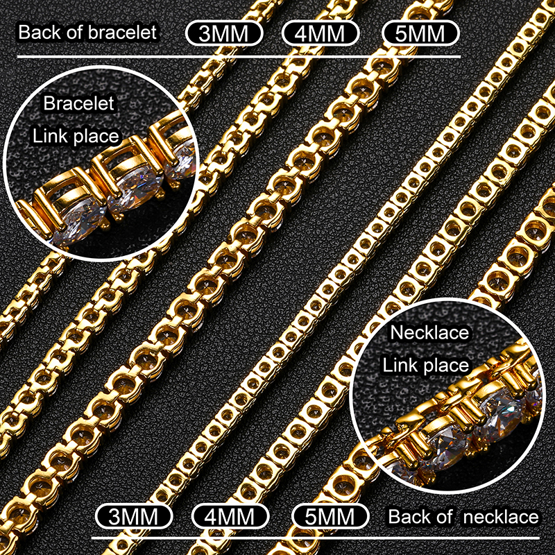 necklace moissanite chain Necklace bracelet passes diamond test Hip hop Jewelry Factory Iced Out VVS Diamond 20 Inch Tennis