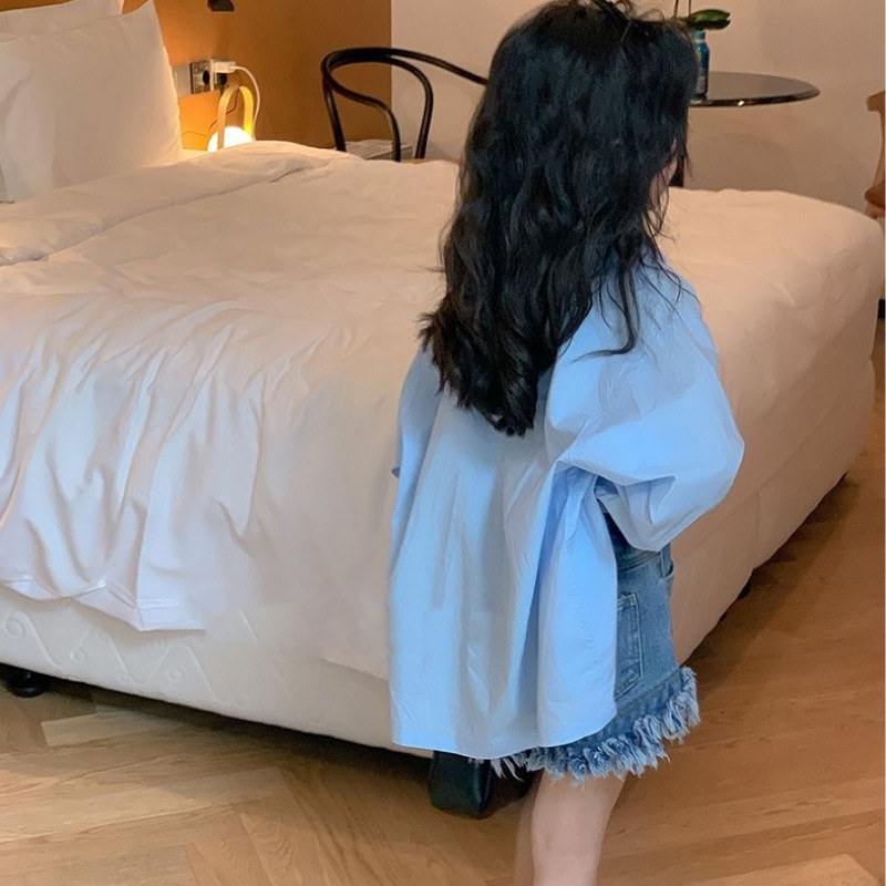 Kids Shirts Fashion Baby Girls Boys' Shirts Toddler Kids' Shirts Loose Fit Dress Long Sleeve Spring Autumn Baby Superfine Clothing 3-14Y 230