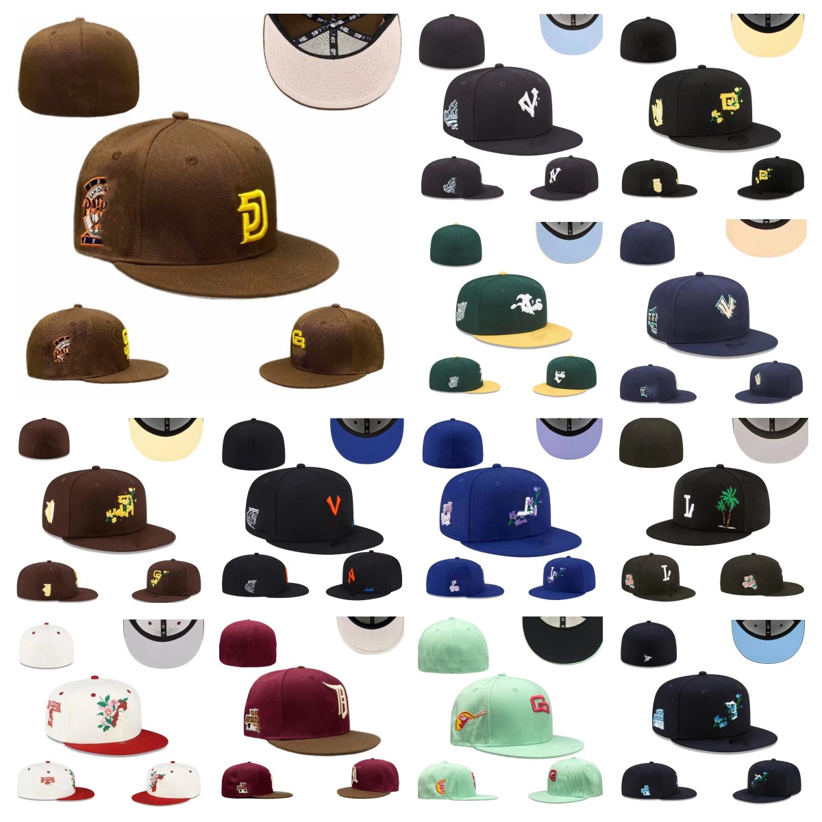 Flat Casual Fitted Designer size Baseball football Caps letter Embroidery Cotton All Teams Sport World Patched Full Closed ed hats sizes 7-8 mix order